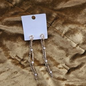 FREE PEOPLE EARRINGS NEVER WORN GOLD PEARL CHAIN HOLIDAY